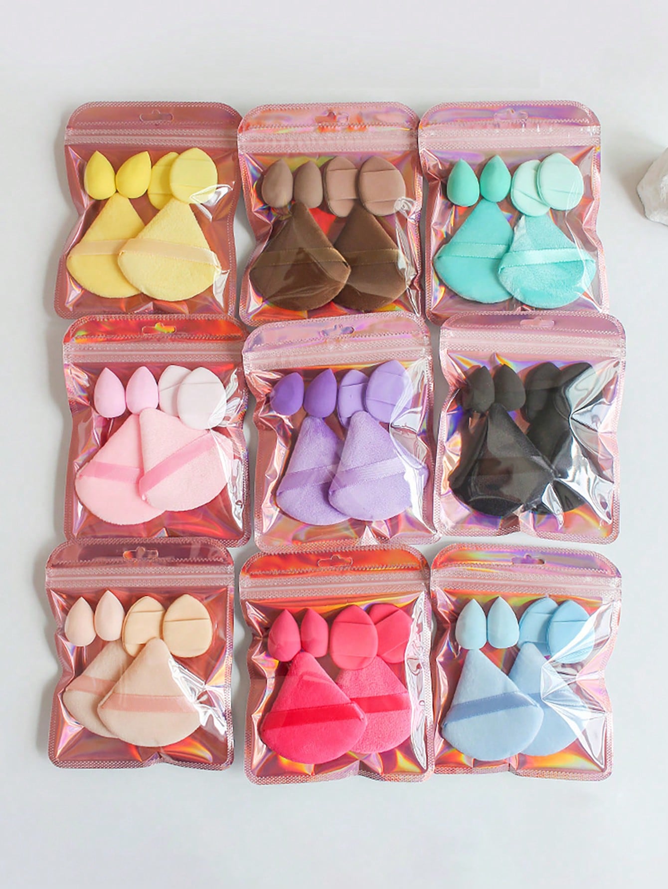 Beauty Makeup Egg - Lot de 6 houppettes triangulaires laser,