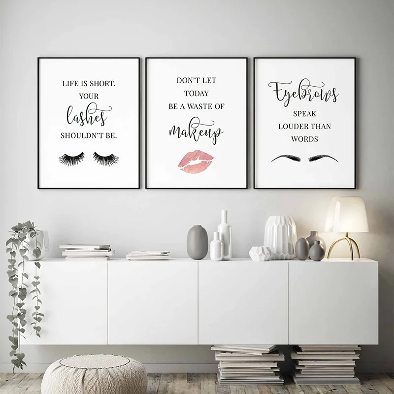 Makeup Is Beauty Quotes - Affiche de citations de maquillage, cils,