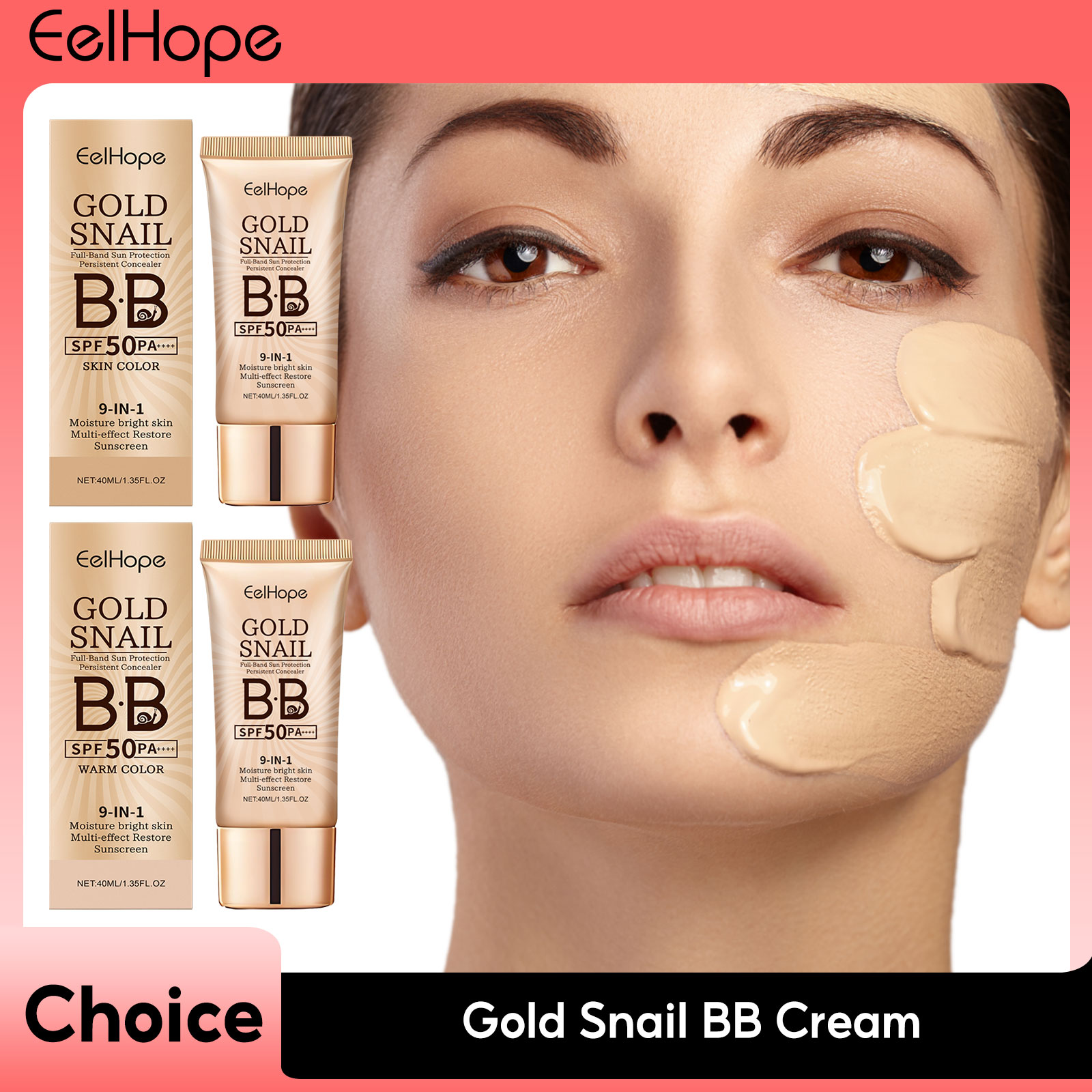 Beauty Makeup Foundation - Crème solaire à base d'escargot doré,