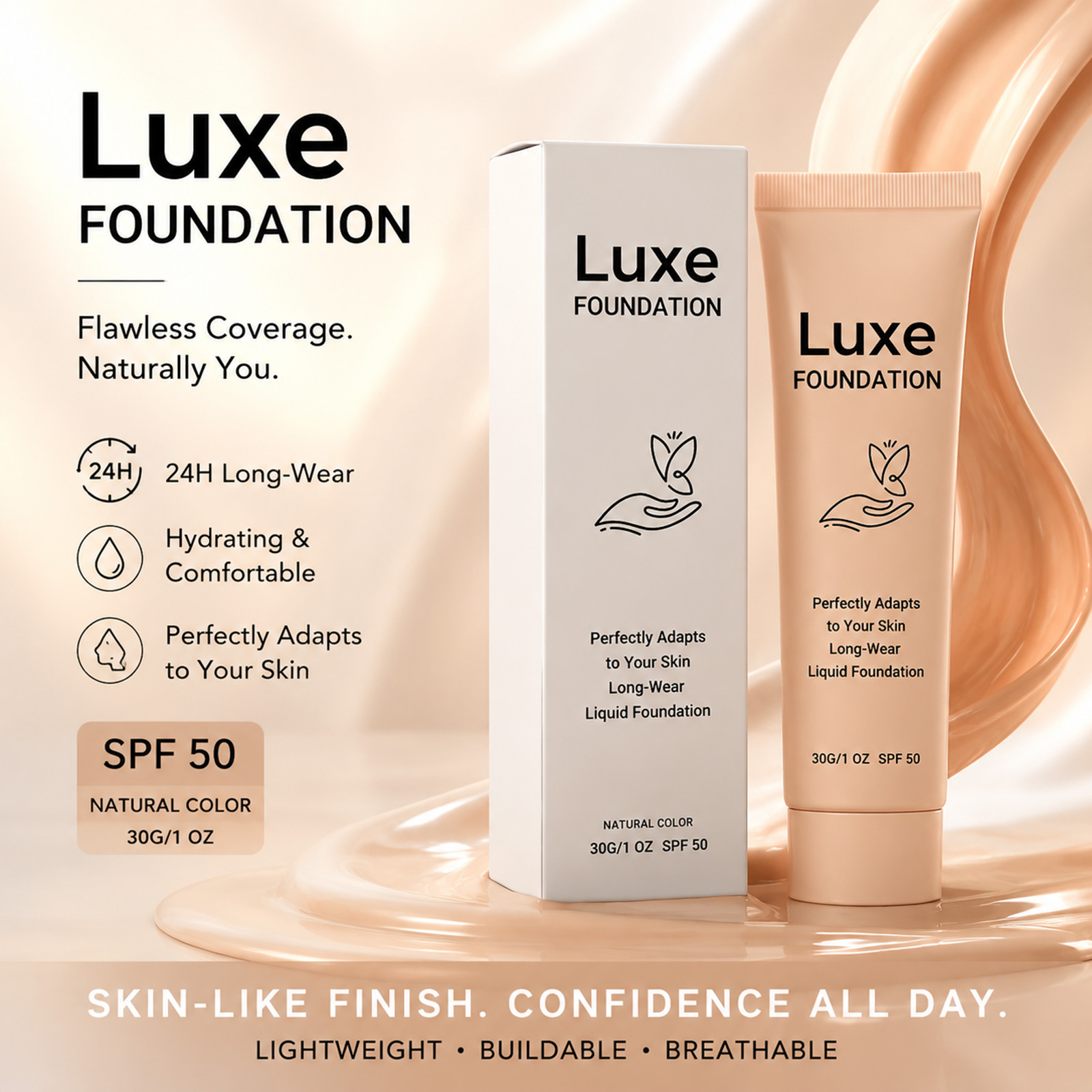 Beauty Makeup Foundation - Fond de teint SPF 50+ changeant