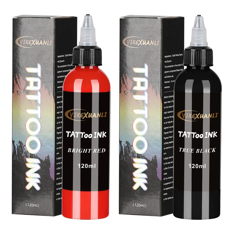 Beauty Makeup Kit Box - Pigment d'encre de tatouage rouge/noir, 120ml,