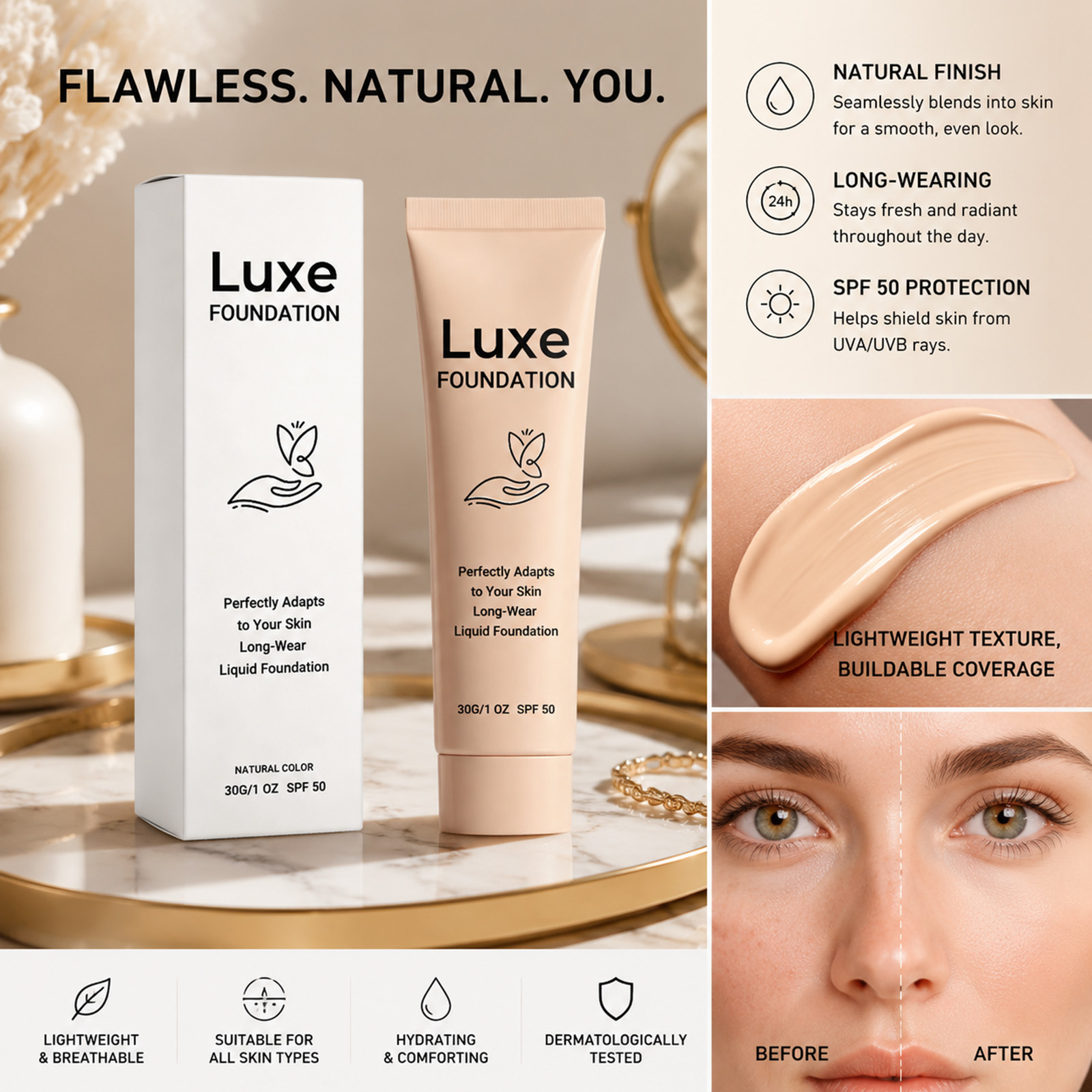 Fond de teint SPF 50+ changean - Beauty Makeup Foundation avis et prix