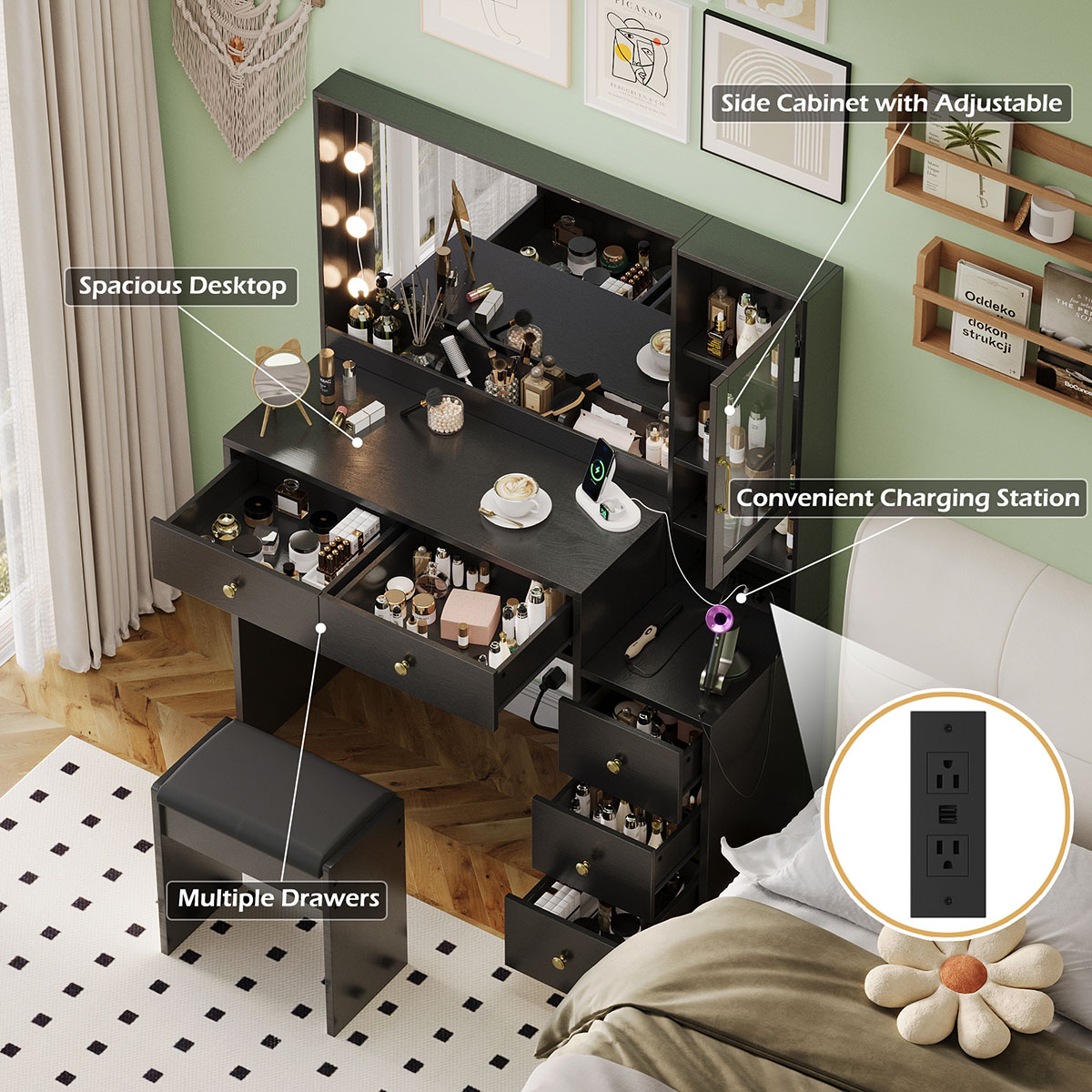 Coiffeuse avec miroir et éclai - Beauty Makeup Pictures avis et prix